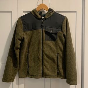 REI olive green fleece hoodie. Boys Large